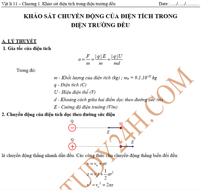 Điện tích trong điện trường