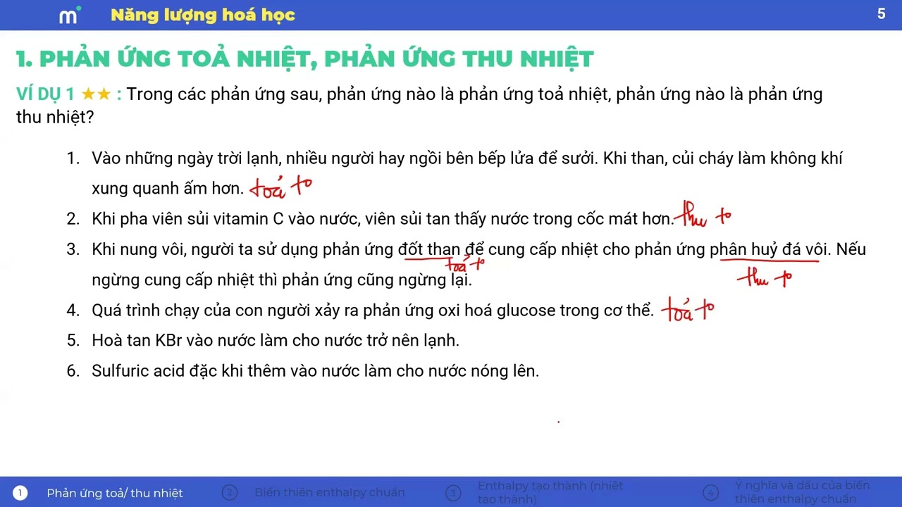 So sánh tỏa nhiệt và thu nhiệt